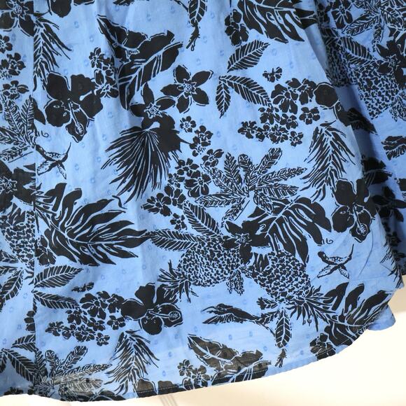 Vintage Free People Blue Tropical Smocked Cotton Mini Dress 4 Boho Travel - Picture 4 of 8